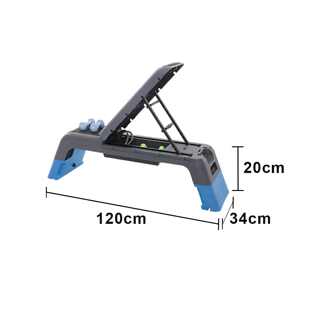 FITPRO Multi-Functional Step Bench with Adjustable Angles, Foldable Storage for Home Fitness Training - Blue&Grey - Image 6