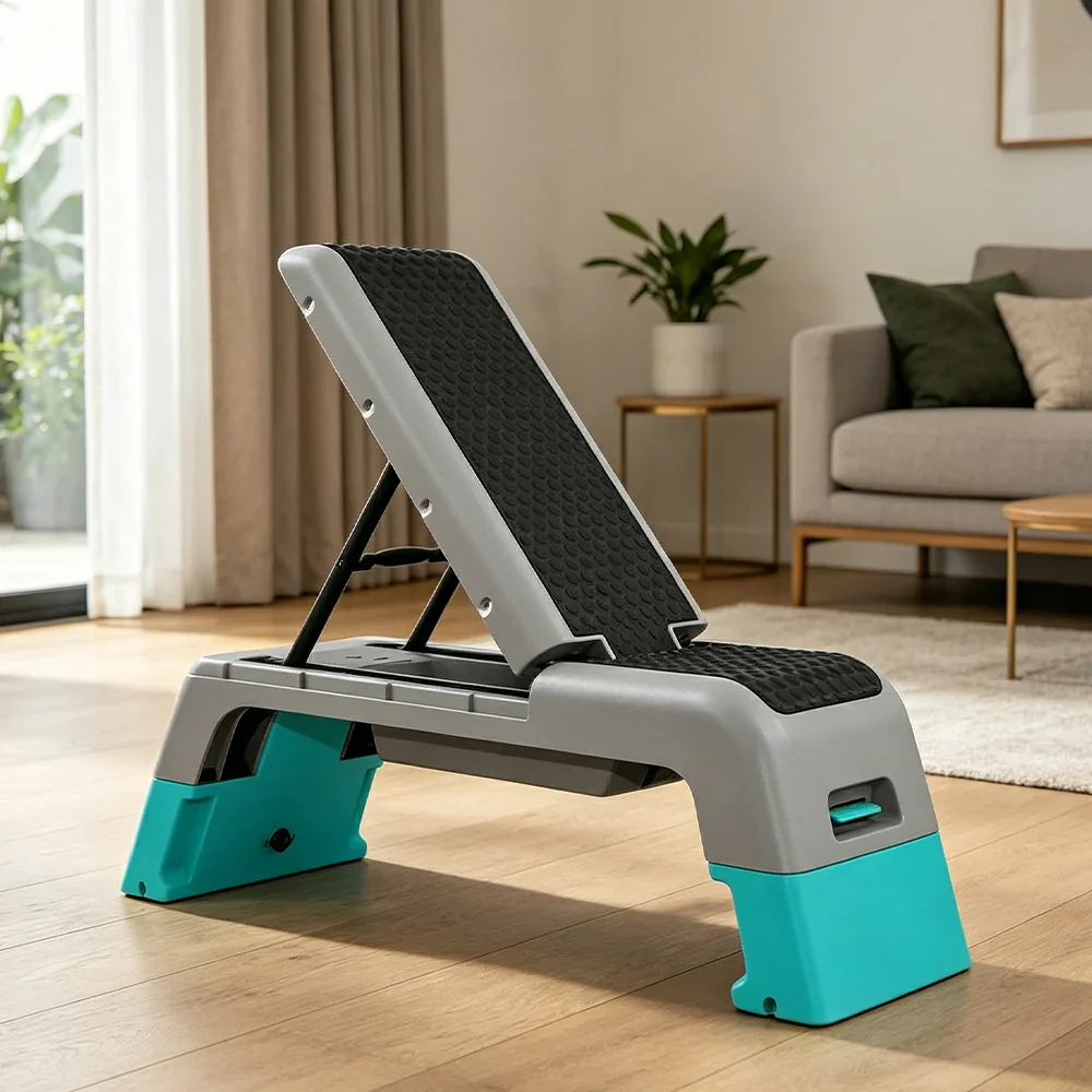 FITPRO Multi-Functional Step Bench with Adjustable Angles, Foldable Storage for Home Fitness Training - Blue - Image 4