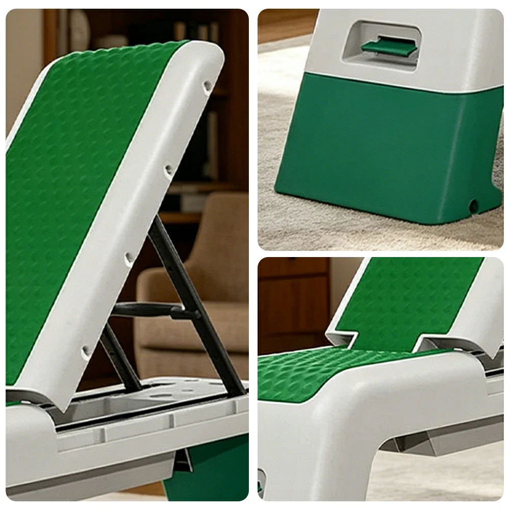 FITPRO Multi-Functional Step Bench with Adjustable Angles, Foldable Storage for Home Fitness Training - Green&White - Image 3