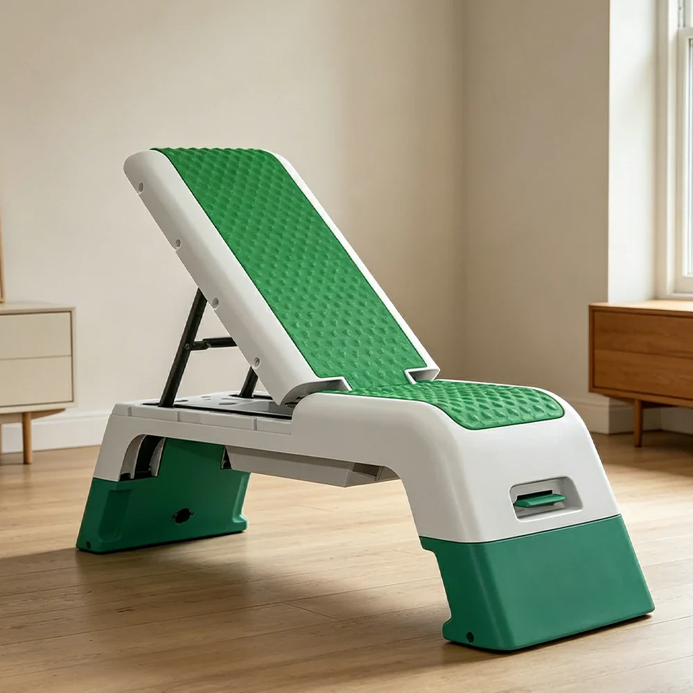 FITPRO Multi-Functional Step Bench with Adjustable Angles, Foldable Storage for Home Fitness Training - Green&White - Image 4
