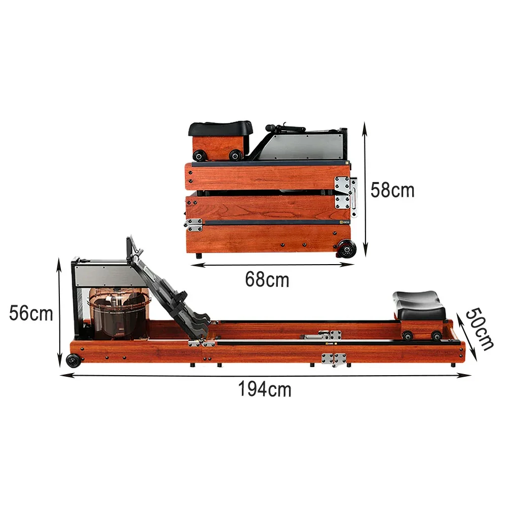 FITPRO Water Rowing Machine - Solid Rubberwood Frame, Triple-Fold Space-Saving Design, 25L Tank, Home Fitness Equipment - Image 5