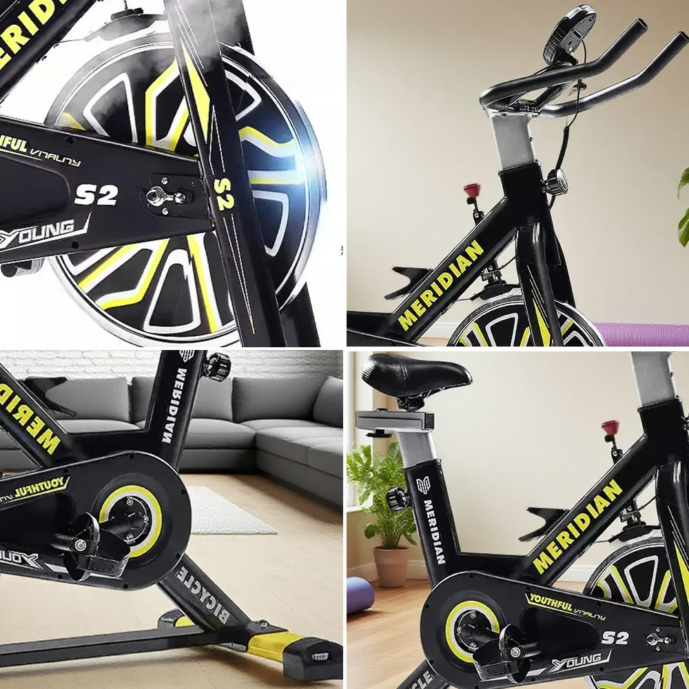 FITPRO Home Spin Bike - 6KG Flywheel, Stepless Resistance, 150kg Max Load - Black&Yellow - Image 3