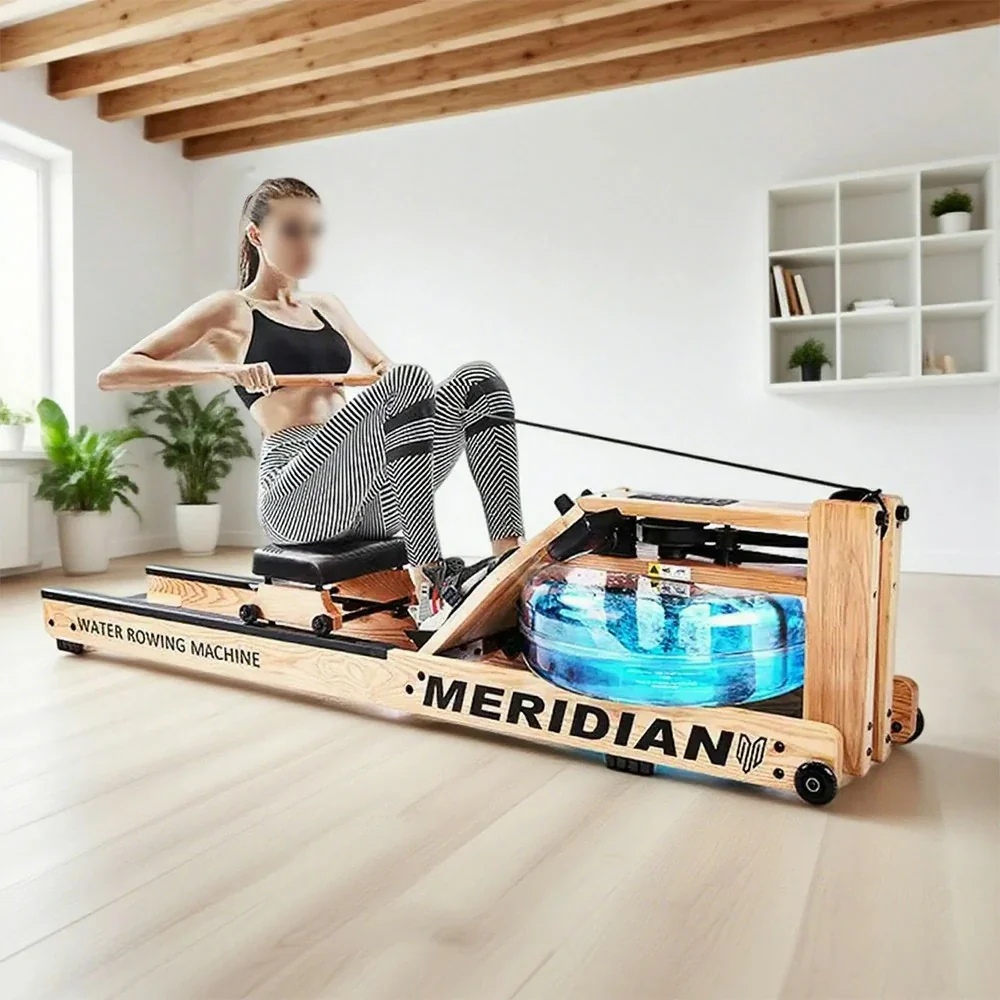 FITPRO Smart Rowing Machine - 18kg Flywheel, Stepless Resistance, Foldable Design, 150kg Capacity - Wood Finish - Image 2