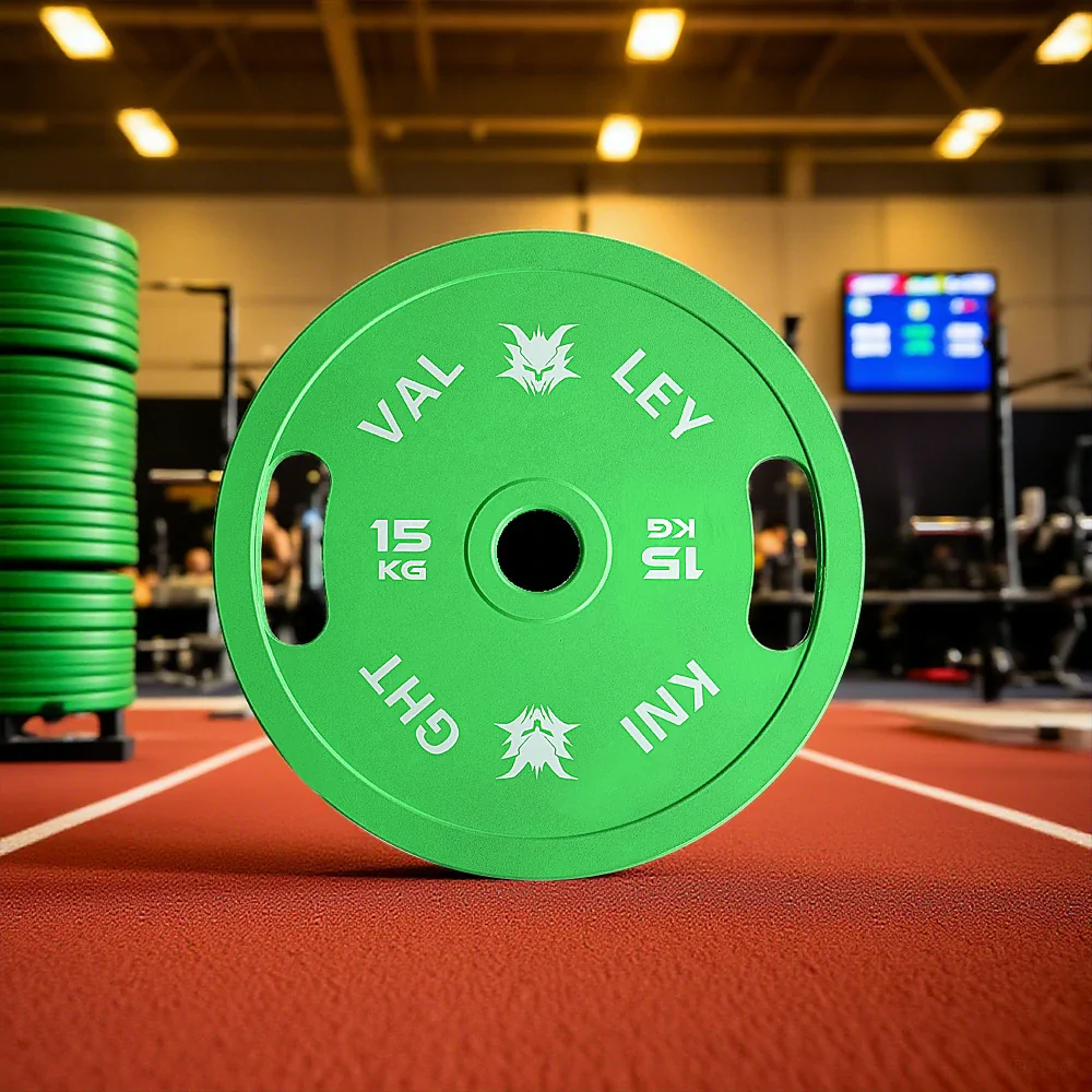 FITPRO Dual-Finish Weight Plate - 15kg, Chrome & Matte Texture, Ergonomic Grip Handles - Green - Image 2