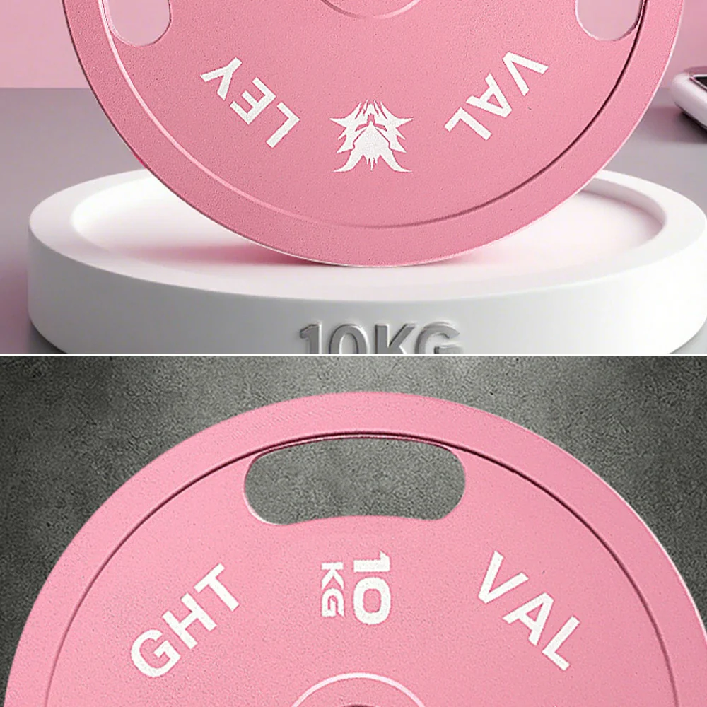 FITPRO Dual-Finish Weight Plate - 10kg, Chrome & Matte Texture, Ergonomic Grip Handles - Pink - Image 3