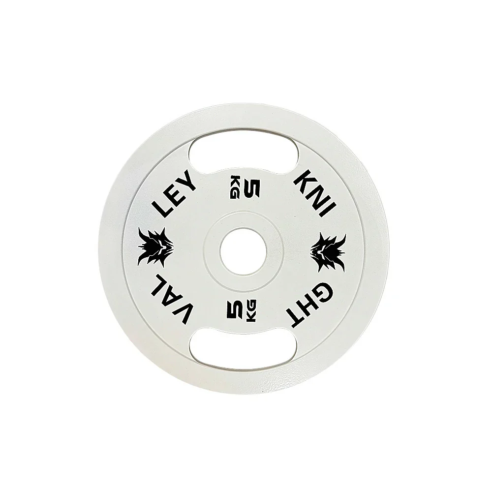 FITPRO Dual-Finish Weight Plate - 5kg, Chrome & Matte Texture, Ergonomic Grip Handles - White
