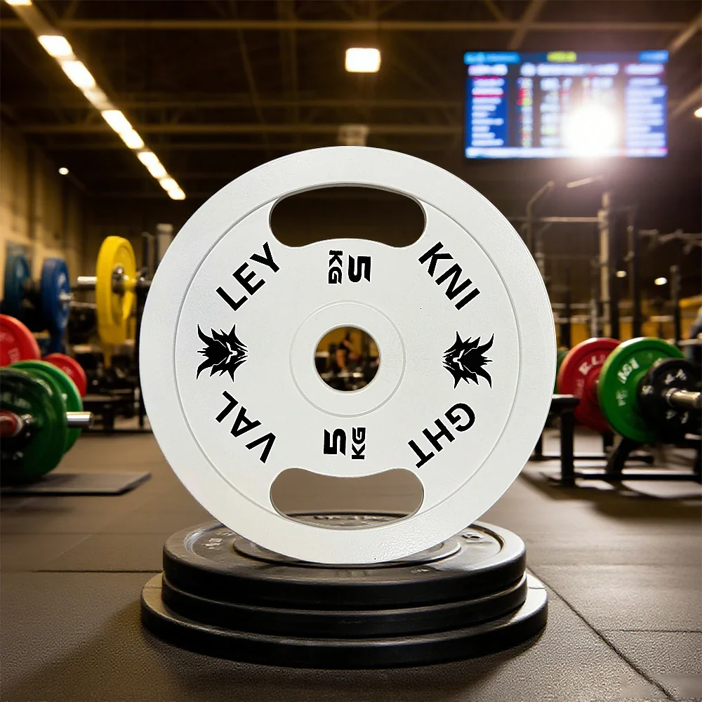 FITPRO Dual-Finish Weight Plate - 5kg, Chrome & Matte Texture, Ergonomic Grip Handles - White - Image 2