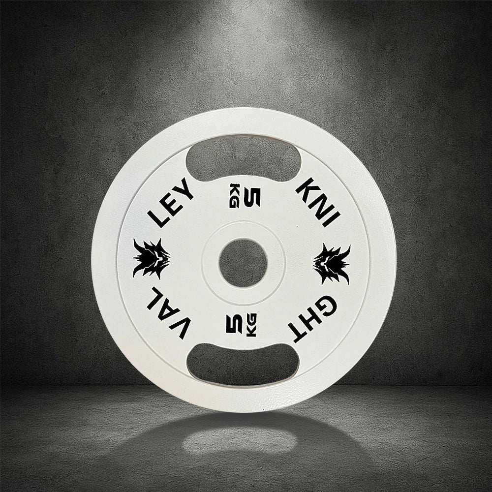 FITPRO Dual-Finish Weight Plate - 5kg, Chrome & Matte Texture, Ergonomic Grip Handles - White - Image 4