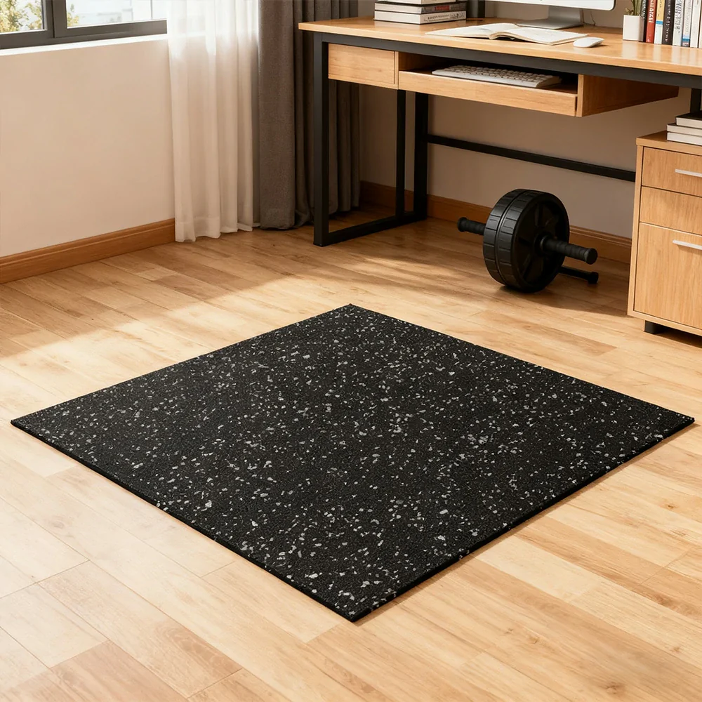 FITPRO Single Piece Interlocking Gym Floor Thickness 2cm Mat Anti-Slip Durable Rubber Tile Eco-Friendly High-Resilience Design - Black&White - Image 4