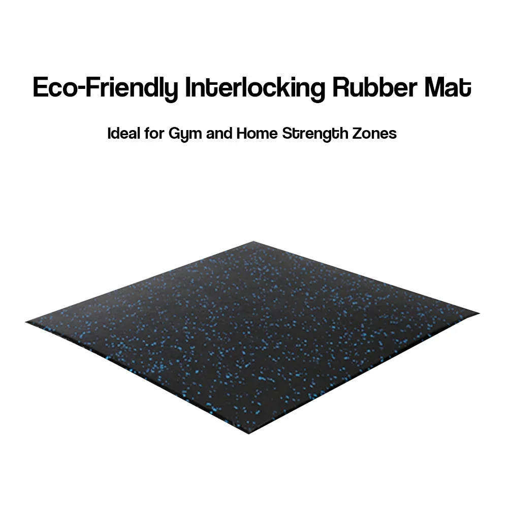 FITPRO Single Piece Interlocking Gym Floor Thickness 2.5cm Mat Anti-Slip Durable Rubber Tile Eco-Friendly High-Resilience Design - Black&Blue - Image 3