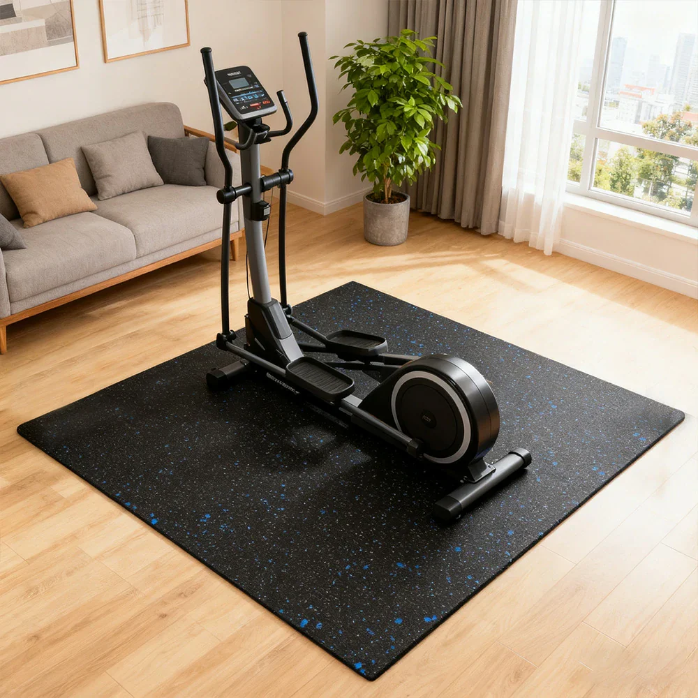 FITPRO Single Piece Interlocking Gym Floor Thickness 2.5cm Mat Anti-Slip Durable Rubber Tile Eco-Friendly High-Resilience Design - Black&Blue - Image 4