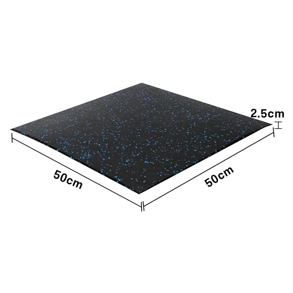 FITPRO Single Piece Interlocking Gym Floor Thickness 2.5cm Mat Anti-Slip Durable Rubber Tile Eco-Friendly High-Resilience Design - Black&Blue - Image 5