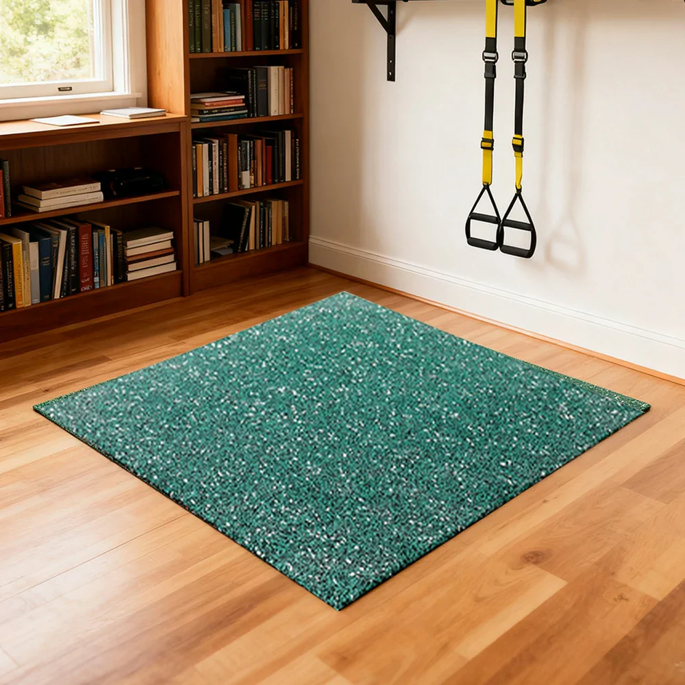 FITPRO Single Piece Interlocking Gym Floor Thickness 3cm Mat Anti-Slip Durable Rubber Tile Eco-Friendly High-Resilience Design - Green - Image 2