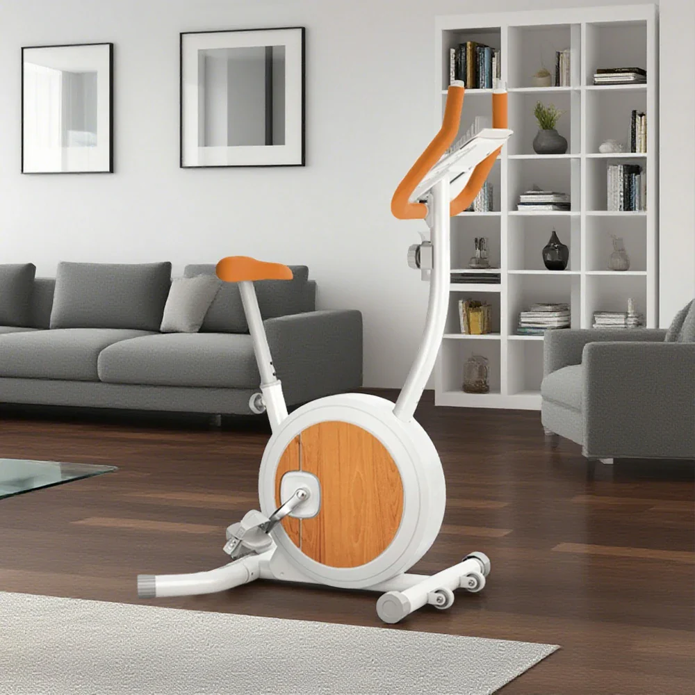FITPRO Foldable Spin Bike - Silent Belt Drive, Safe Non-Slip Pedals, Compact Home Fitness, Elegant Birch Finish - Image 4