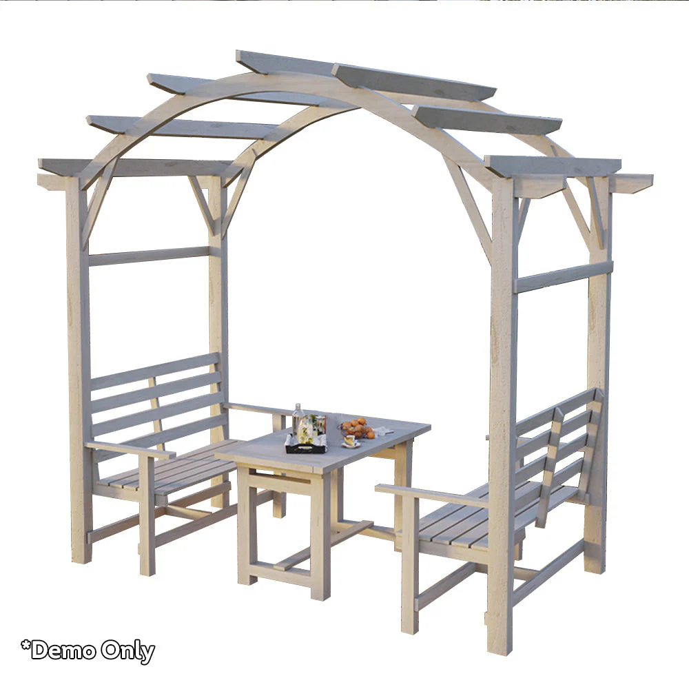 SOLARA Pine Wood Grape Arbor/Grape Arbor With Table and Chairs Set - Image 10