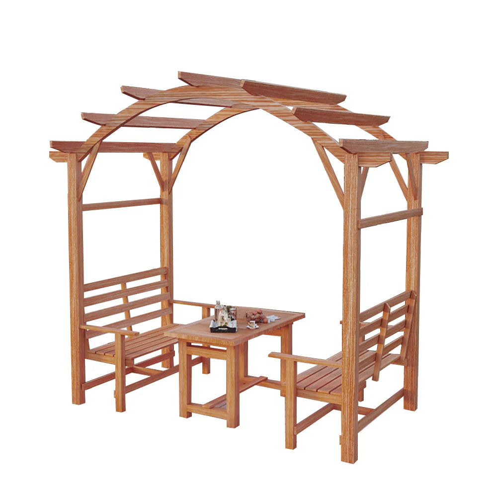 SOLARA Pine Wood Grape Arbor/Grape Arbor With Table and Chairs Set - Image 14