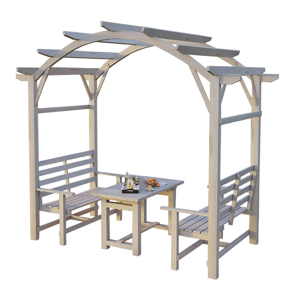 SOLARA Pine Wood Grape Arbor/Grape Arbor With Table and Chairs Set - Image 15