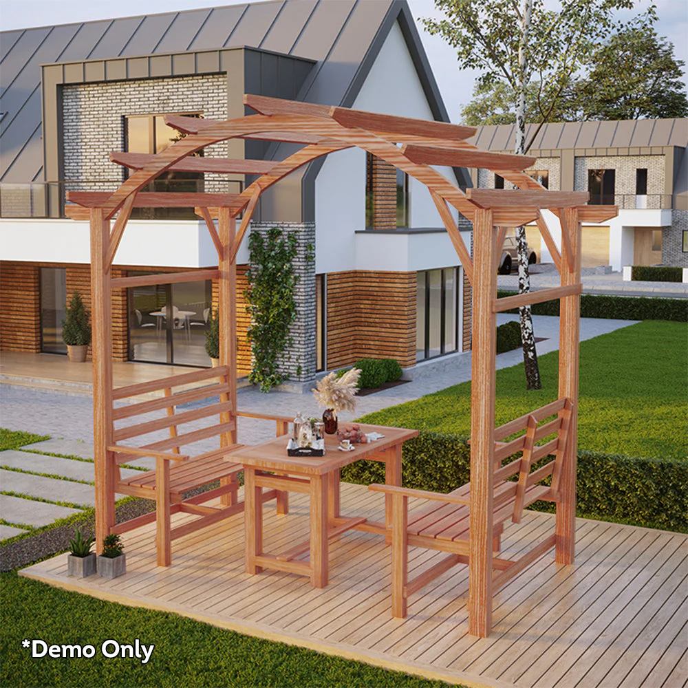 SOLARA Pine Wood Grape Arbor/Grape Arbor With Table and Chairs Set - Image 6
