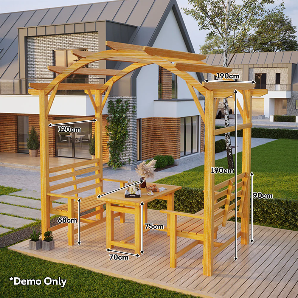 SOLARA Pine Wood Grape Arbor/Grape Arbor With Table and Chairs Set - Image 9