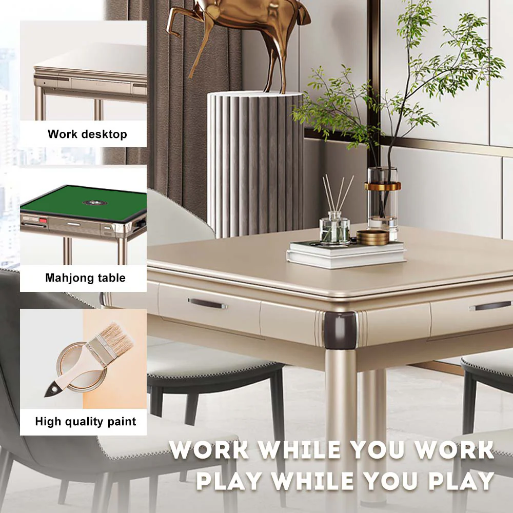 HEXJON Mute Dining Table PG/ Automatic Mahjong Table with Cover, Cup Holders, Ashtrays, Storage Boxes, and USB Charging - Image 6
