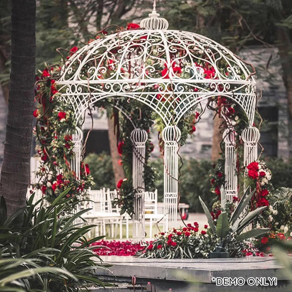 TREKKA 323cm Diameter Iron Gazebo Outdoor Garden - White - Image 3