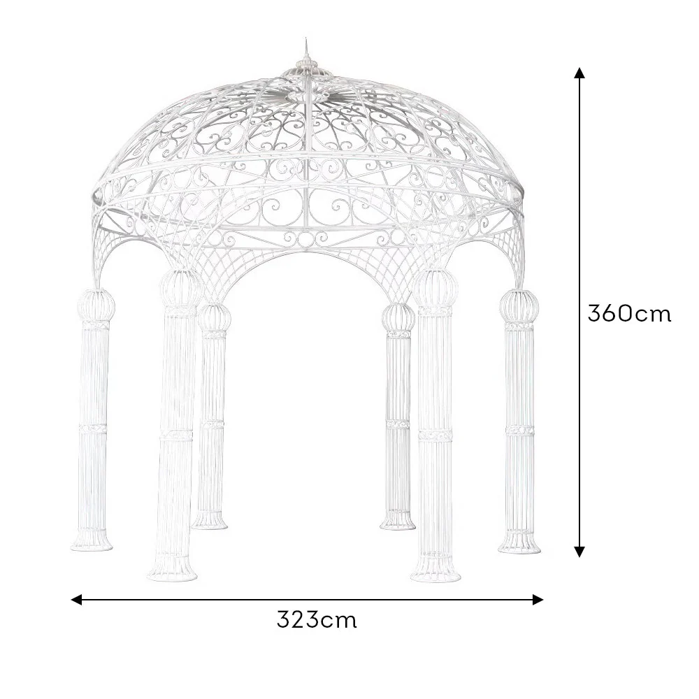 TREKKA 323cm Diameter Iron Gazebo Outdoor Garden - White - Image 4
