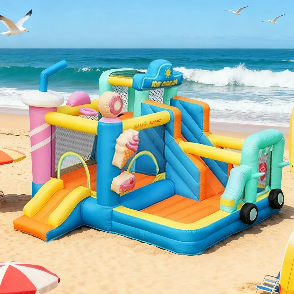 GAMEON Food House Theme Bounce House PVC Inflatable Castle with Blower for Kids Outdoor Fun Playland - Image 2