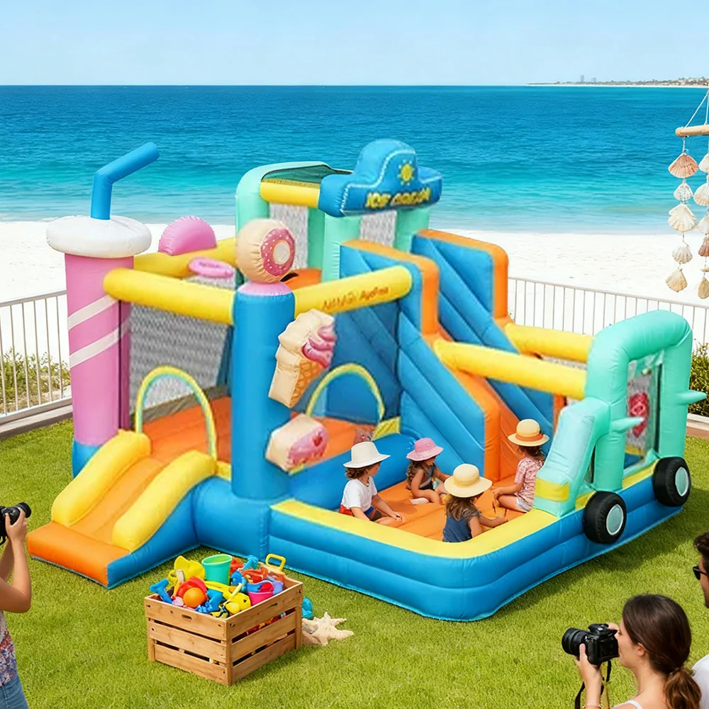 GAMEON Food House Theme Bounce House PVC Inflatable Castle with Blower for Kids Outdoor Fun Playland - Image 4
