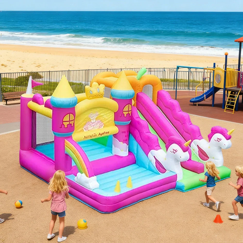 GAMEON Princess Castle Theme Bounce House PVC Inflatable Playland with Blower for Kids Outdoor Fun - Image 2