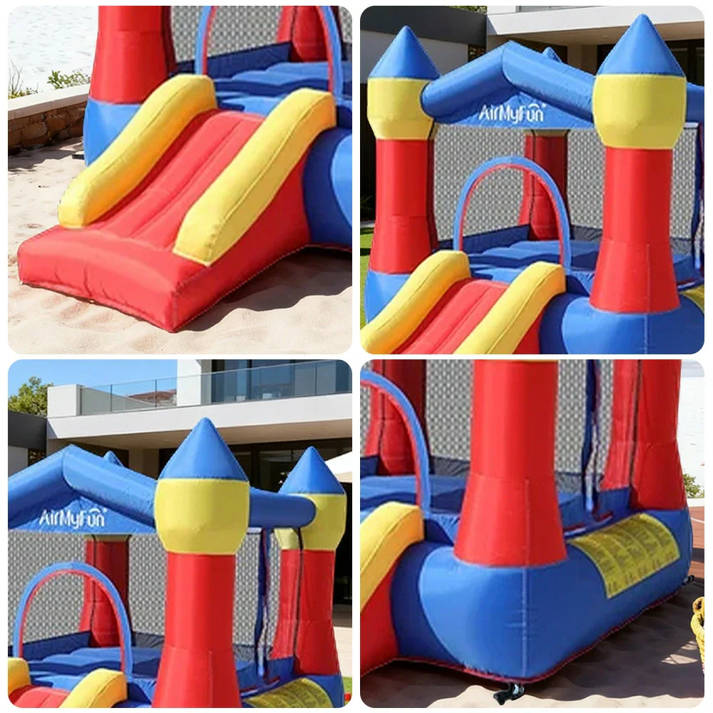 GAMEON Rocket Theme Bounce House PVC Inflatable Castle with Blower for Kids Outdoor Fun Playland - Red&Blue - Image 3