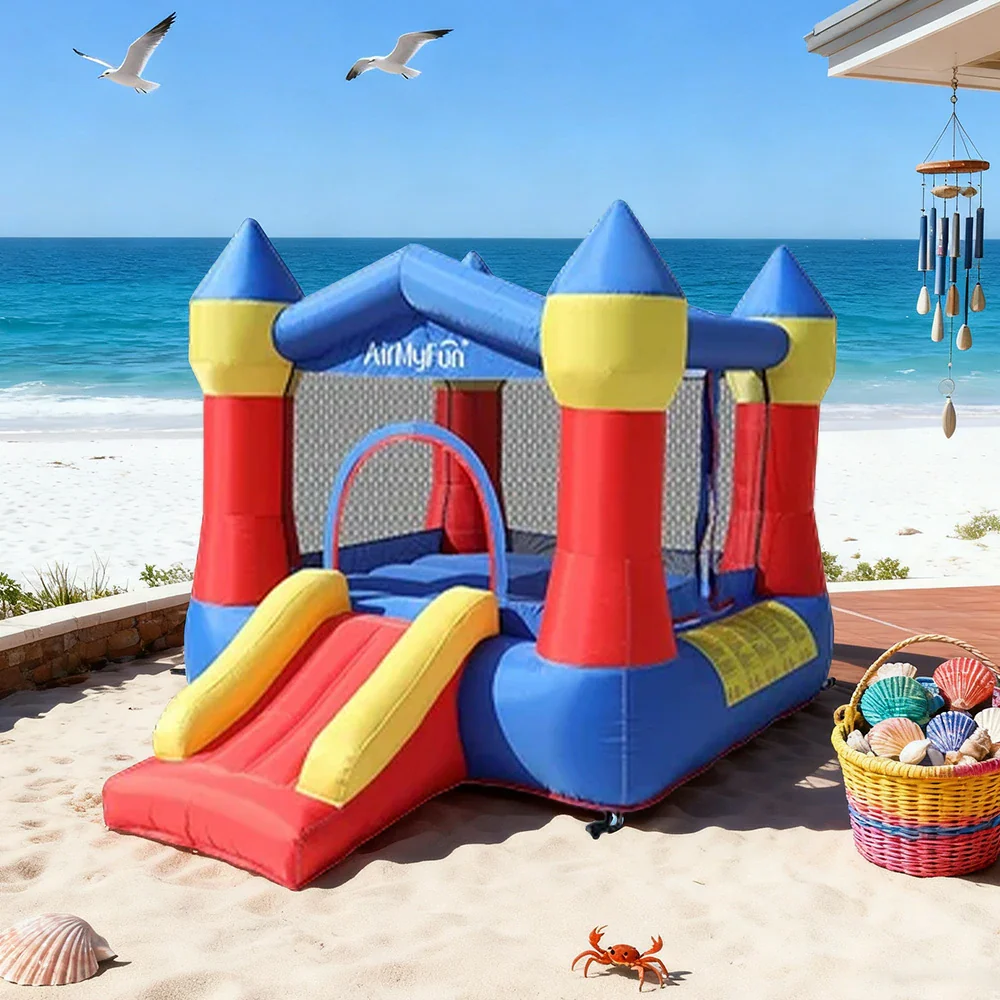 GAMEON Rocket Theme Bounce House PVC Inflatable Castle with Blower for Kids Outdoor Fun Playland - Red&Blue - Image 4