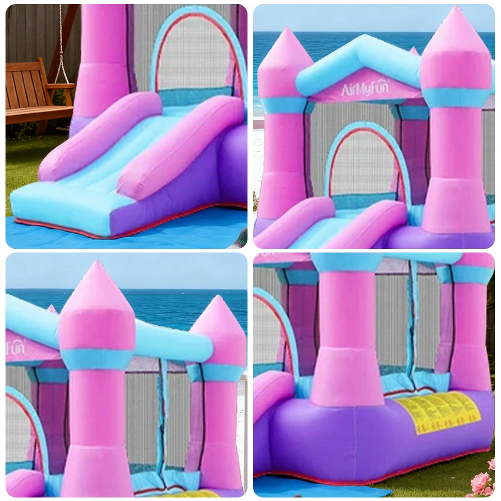 GAMEON Rocket Theme Bounce House PVC Inflatable Castle with Blower for Kids Outdoor Fun Playland - Pink&Purple - Image 3