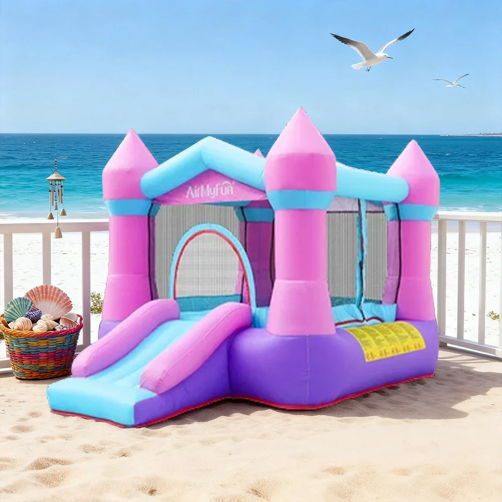 GAMEON Rocket Theme Bounce House PVC Inflatable Castle with Blower for Kids Outdoor Fun Playland - Pink&Purple - Image 4