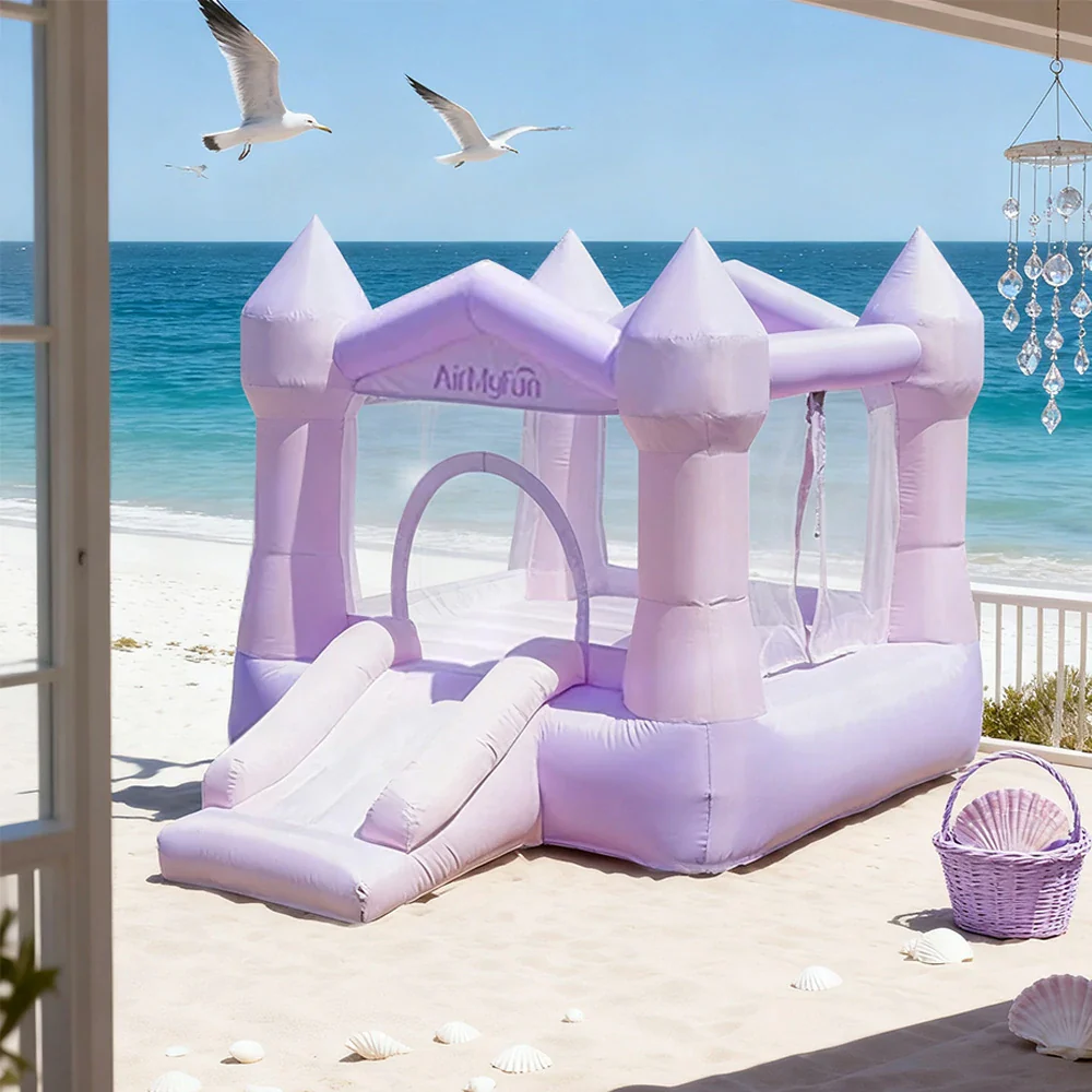 GAMEON Rocket Theme Bounce House PVC Inflatable Castle with Blower for Kids Outdoor Fun Playland - Purple - Image 4
