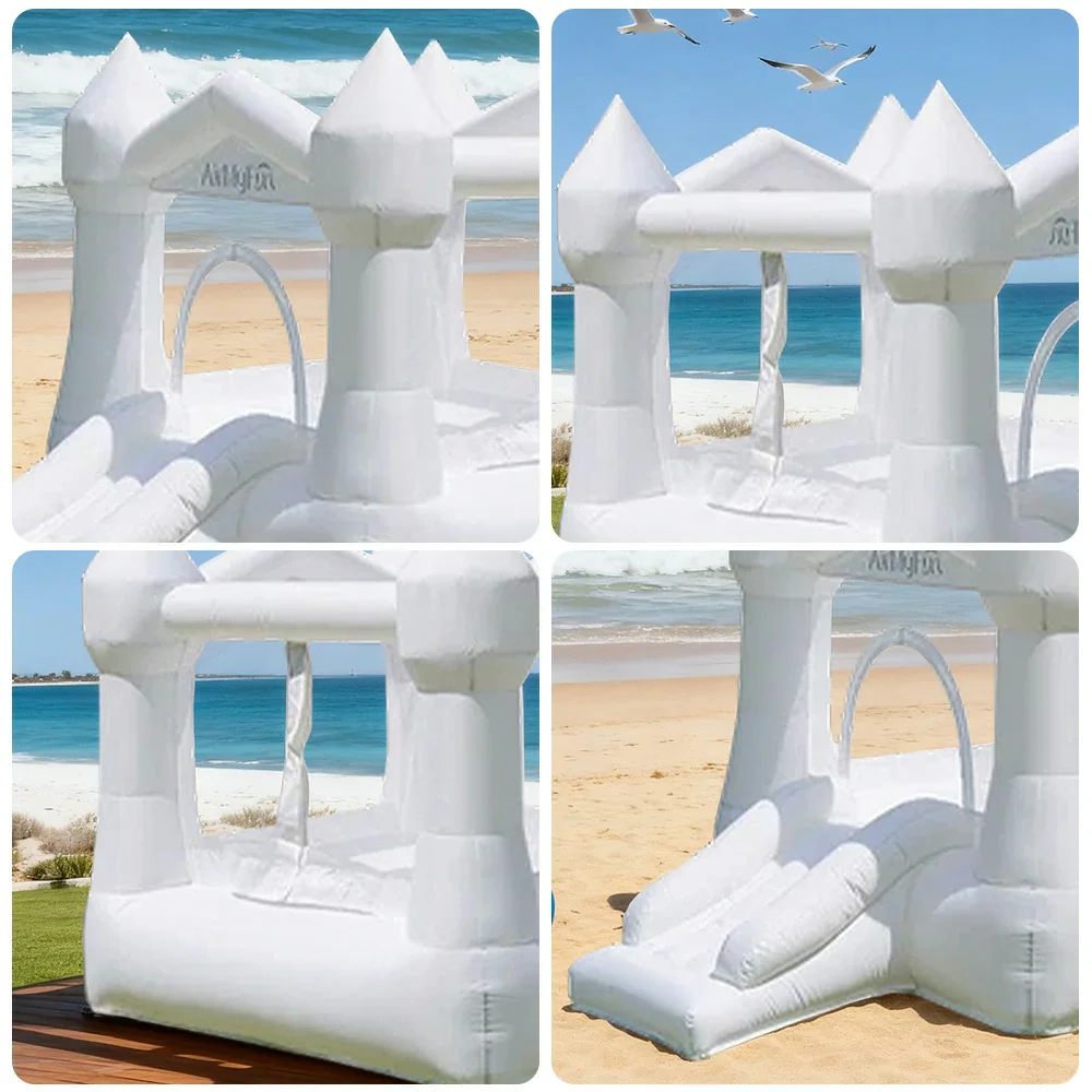 GAMEON Rocket Theme Bounce House PVC Inflatable Castle with Blower for Kids Outdoor Fun Playland - White - Image 3