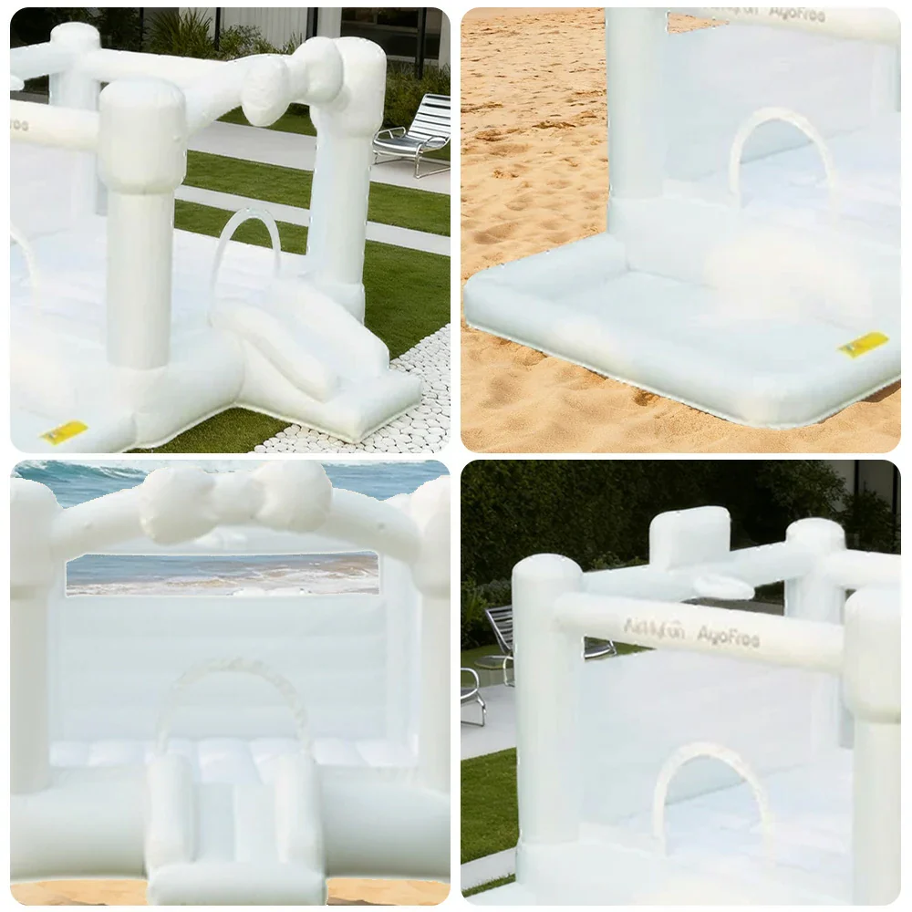 GAMEON White Wedding Style PVC Inflatable Bounce Castle with Blower for Parties, Events and Photo Backdrops - Image 3