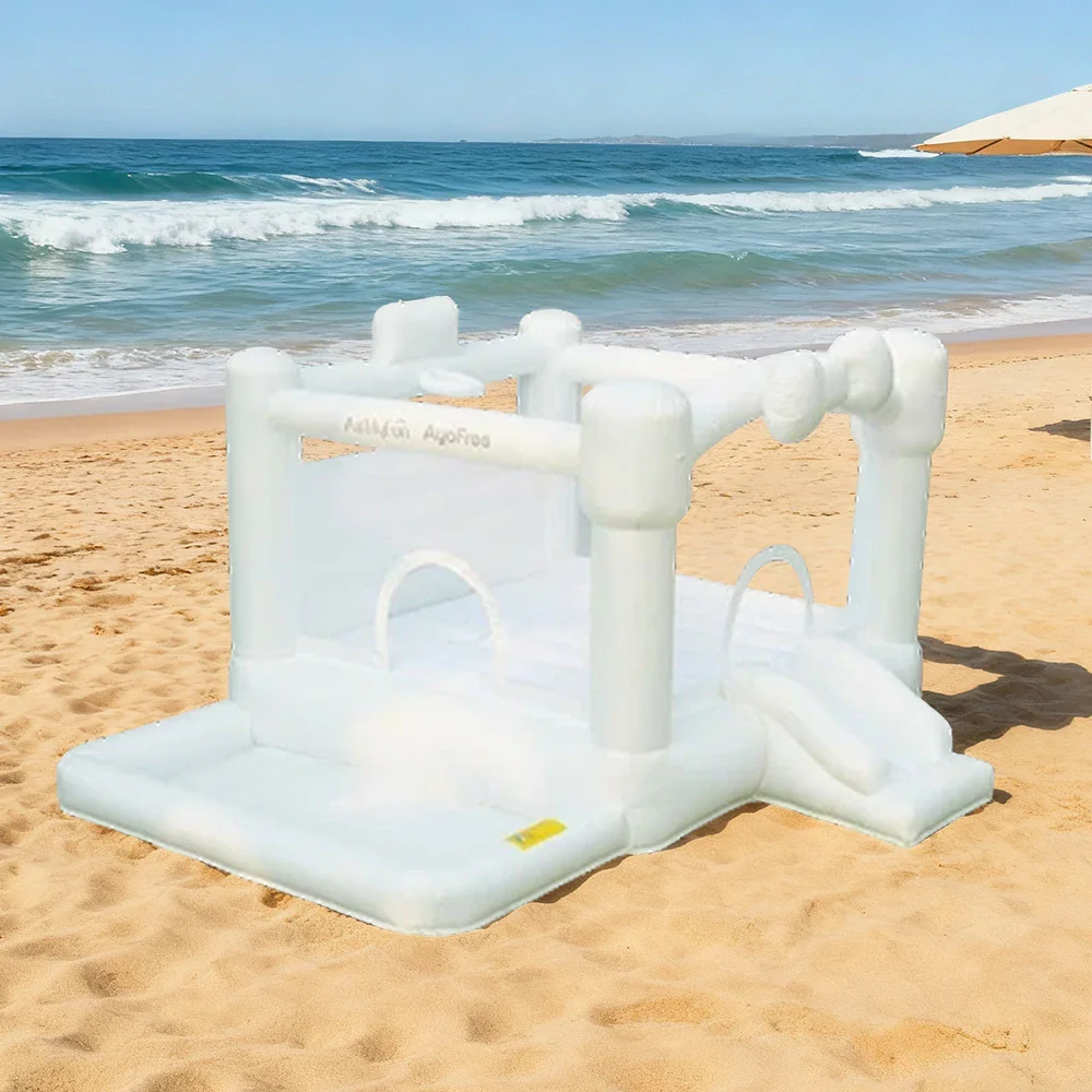 GAMEON White Wedding Style PVC Inflatable Bounce Castle with Blower for Parties, Events and Photo Backdrops - Image 4