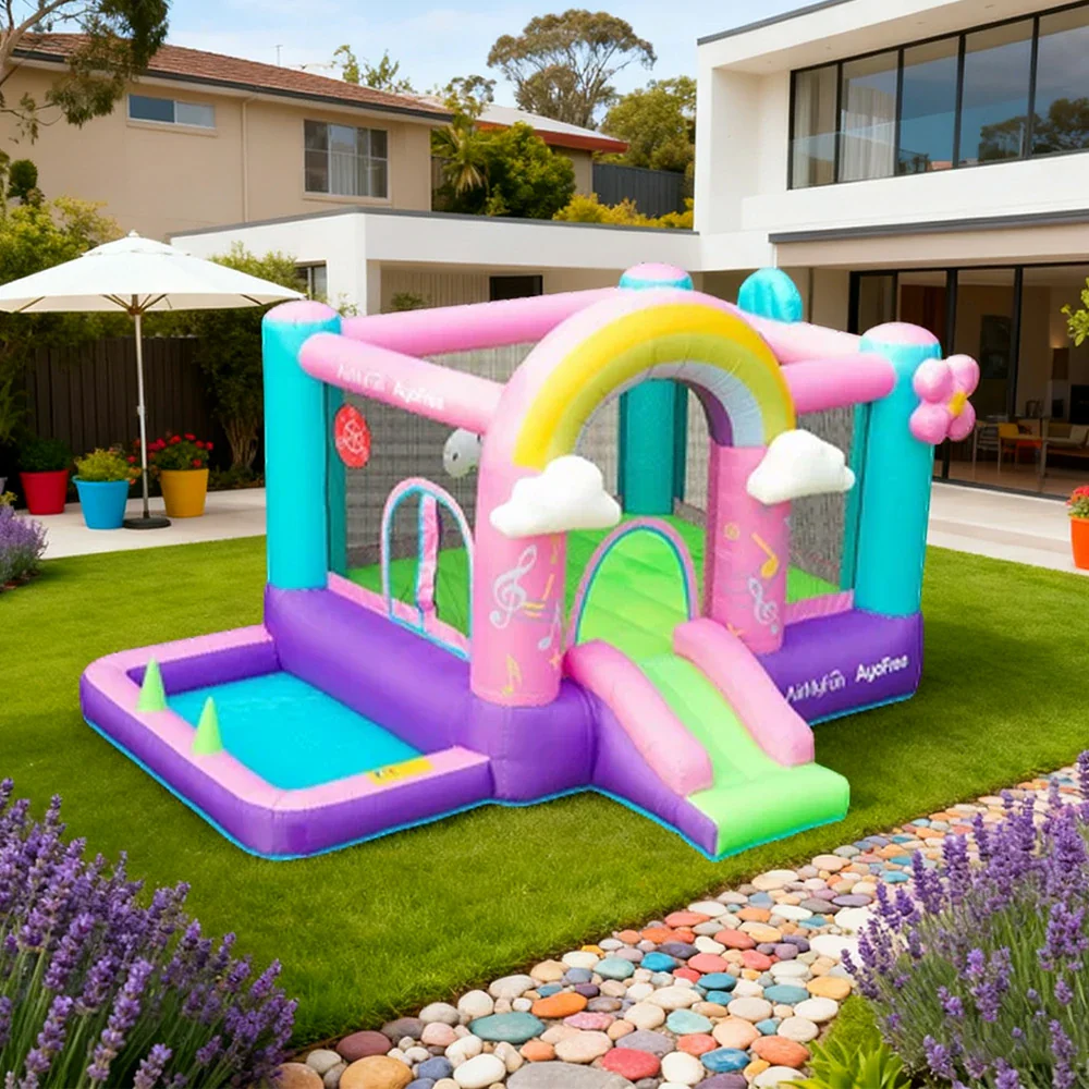 GAMEON Rainbow Unicorn Theme PVC Inflatable Bounce Castle with Blower for Kids Outdoor Water Fun and Backyard Play - Image 2