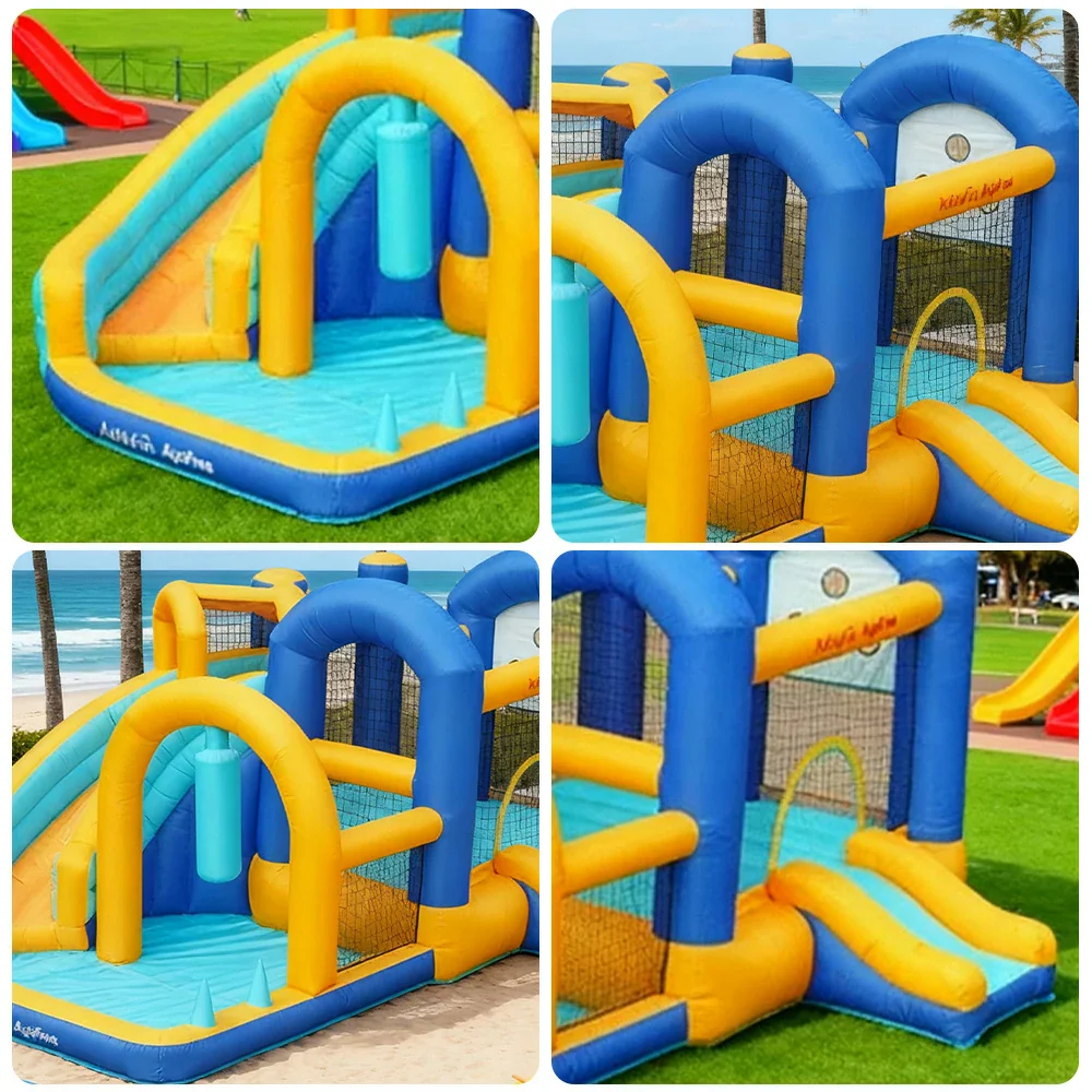 GAMEON Dual Slide PVC Inflatable Bounce Castle with Blower - Blue and Yellow Slide Combo Design - Image 3