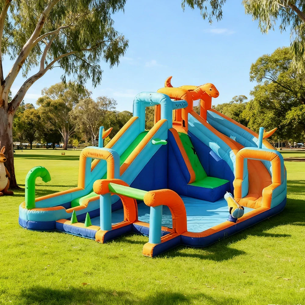 GAMEON Rainbow Windmill Water Play Inflatable Castle PVC Bounce House with Blower - Image 2