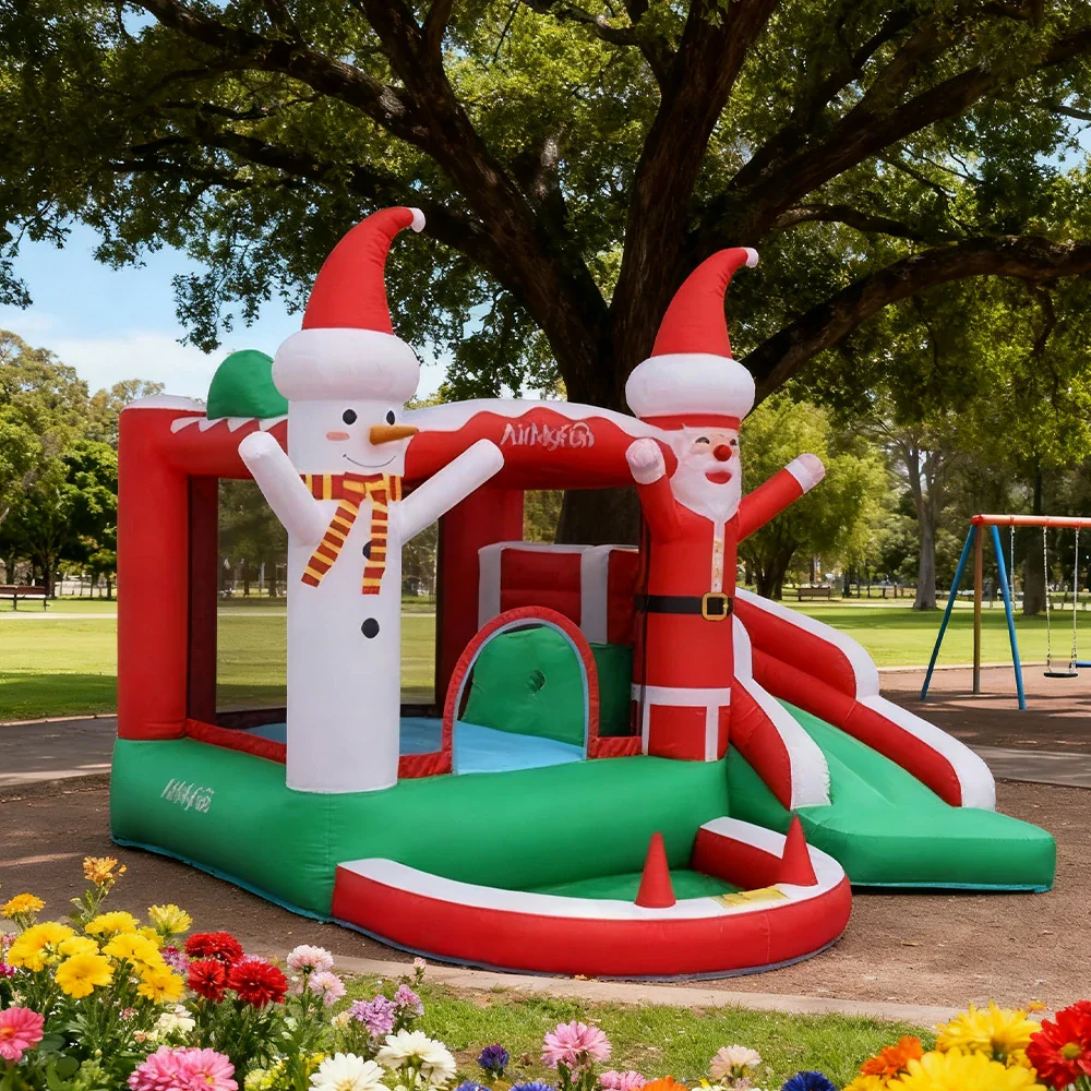 GAMEON Santa Claus Theme Inflatable Bounce Castle PVC Design with Blower - Christmas Style - Image 2