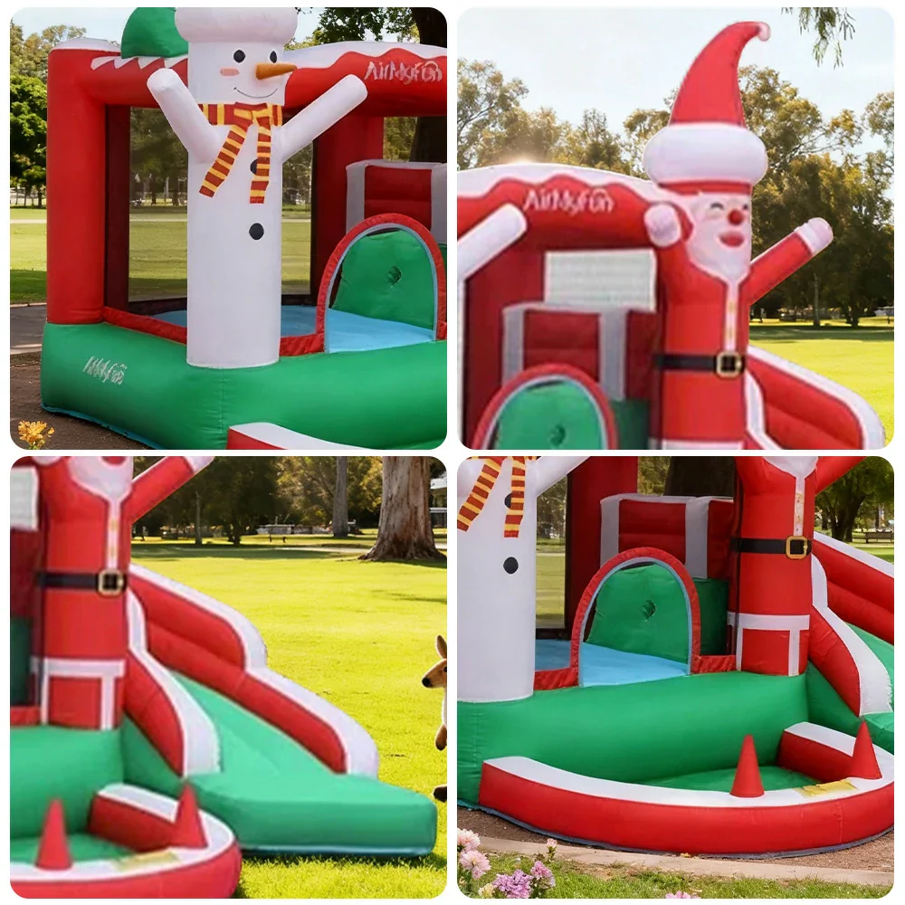 GAMEON Santa Claus Theme Inflatable Bounce Castle PVC Design with Blower - Christmas Style - Image 3