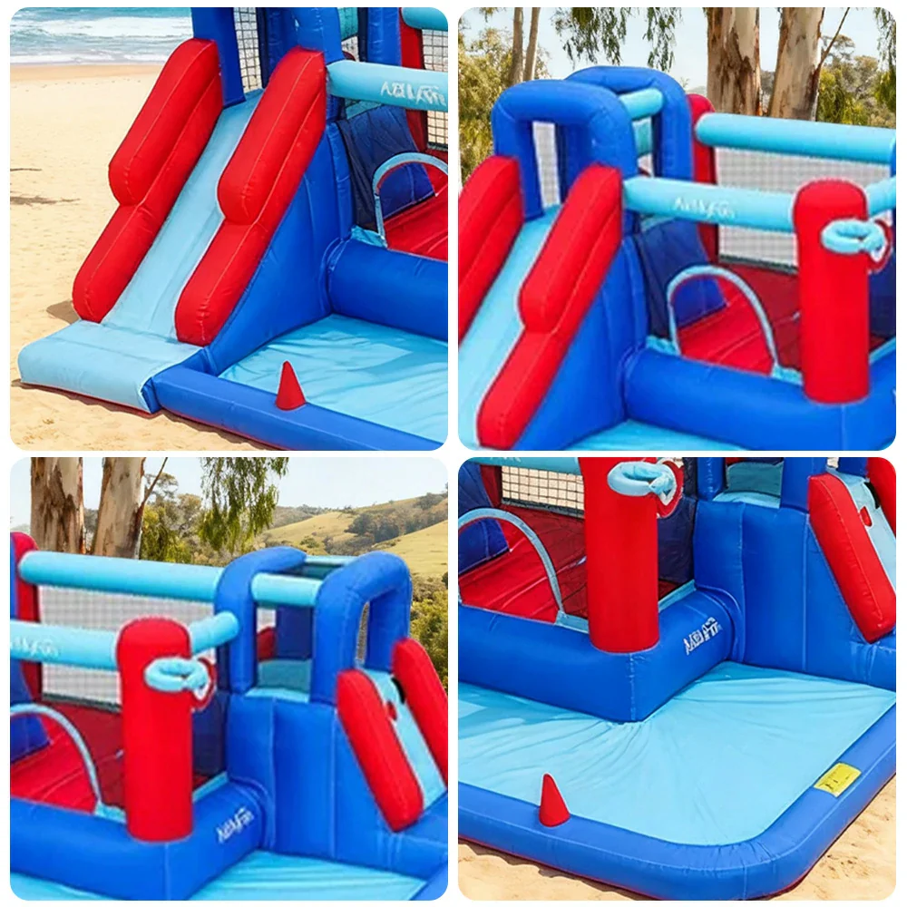 GAMEON Dual Climbing & Slide Inflatable Castle PVC Structure with Blower - Red & Blue Design - Image 3