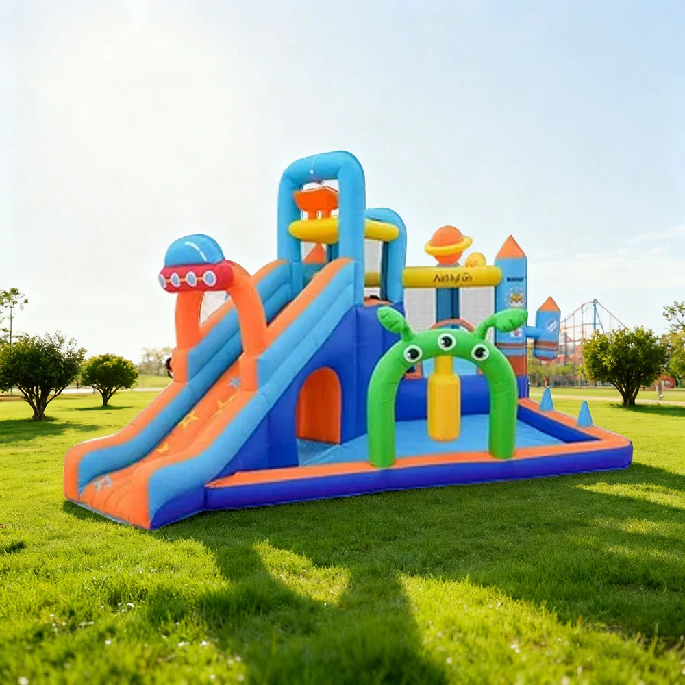 GAMEON Water Spray Space Park Inflatable Bounce Castle PVC Build with Blower - Cosmic Adventure Design - Image 4