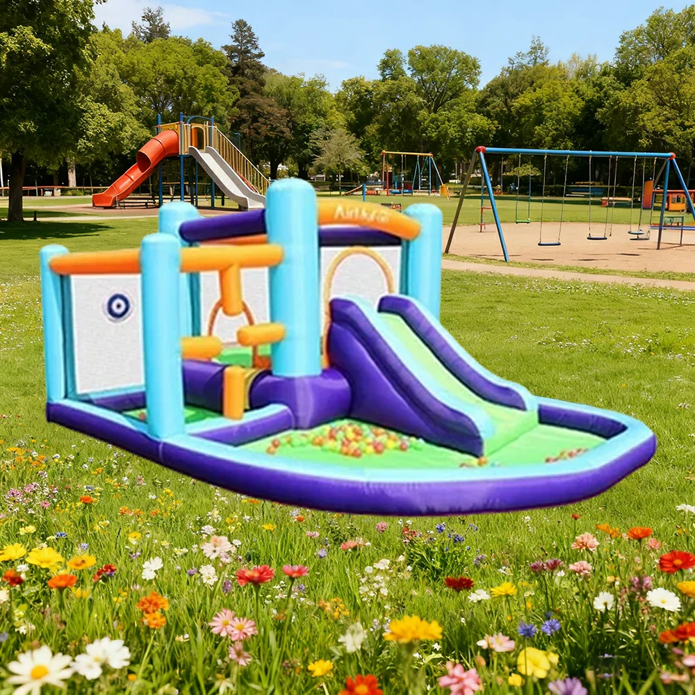 GAMEON Cross Obstacle Slide Inflatable Bounce Castle PVC Build with Blower - Multi-Activity Design - Image 4