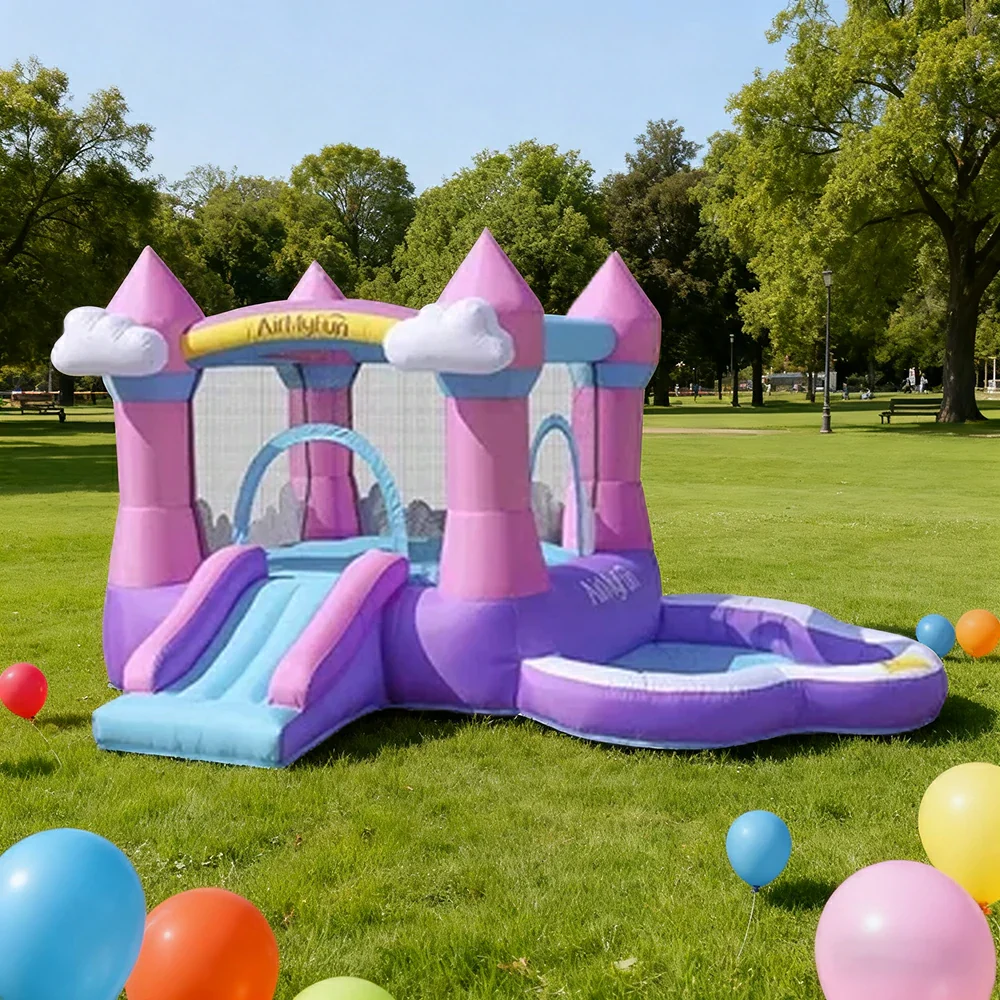 GAMEON Cloud Pink Inflatable Bounce Castle PVC Build with Blower - Dream Castle Style - Image 2