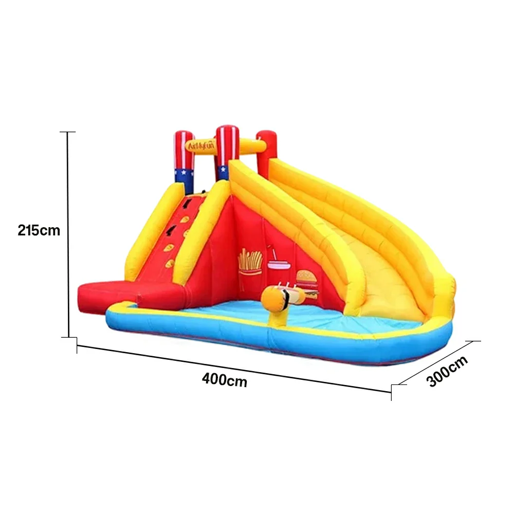 GAMEON Water Slide Inflatable Bounce Castle PVC Build with Blower - Fries & Burger Splash Fun Design - Image 5