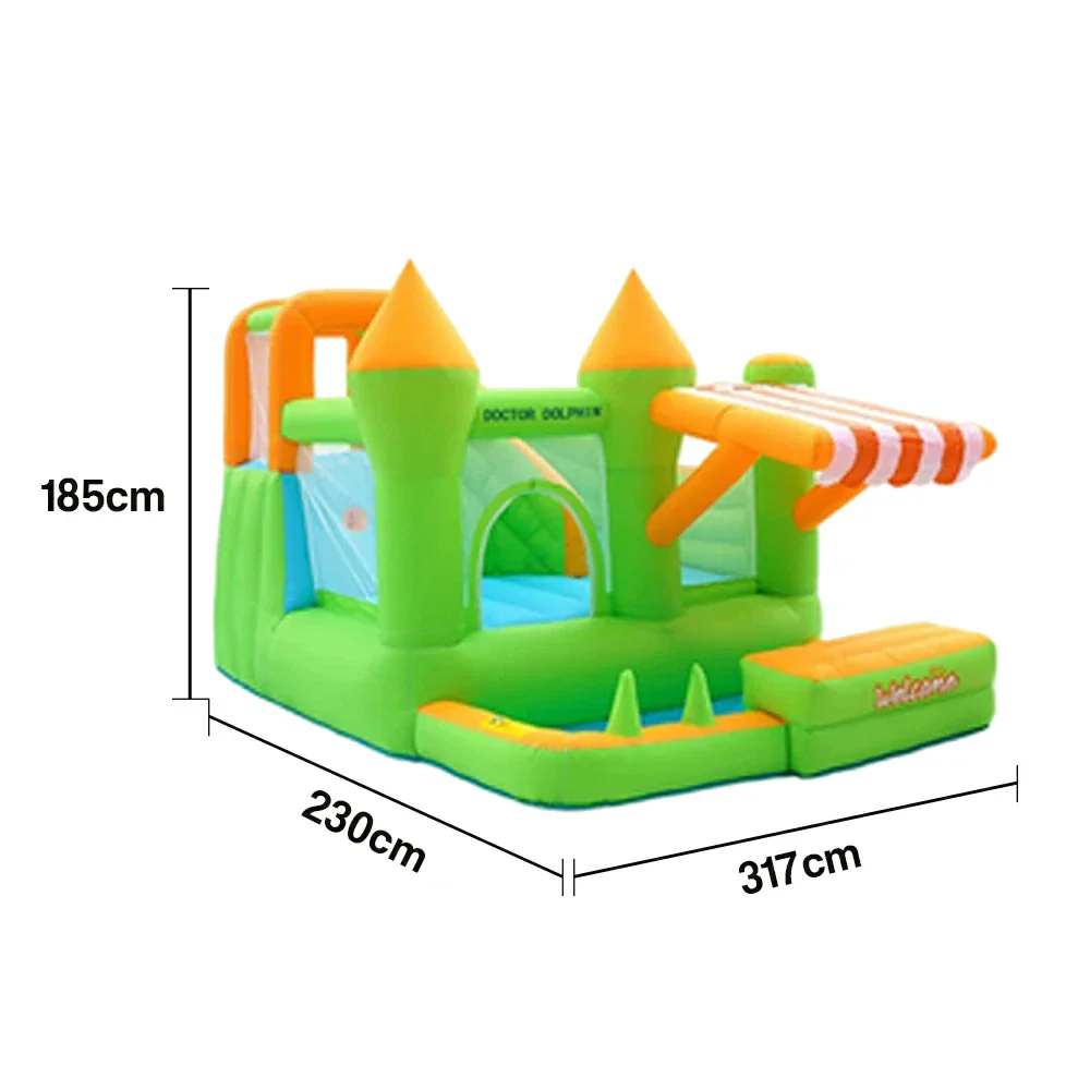 GAMEON Inflatable Bounce Castle - PVC Build with Blower, Green Castle with Awning, Kid-Friendly Design - Image 5