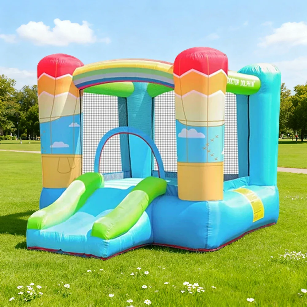 GAMEON Inflatable Bounce Castle - PVC Build with Blower, Rainbow Castle with Slide, Kid-Friendly Design - Image 2