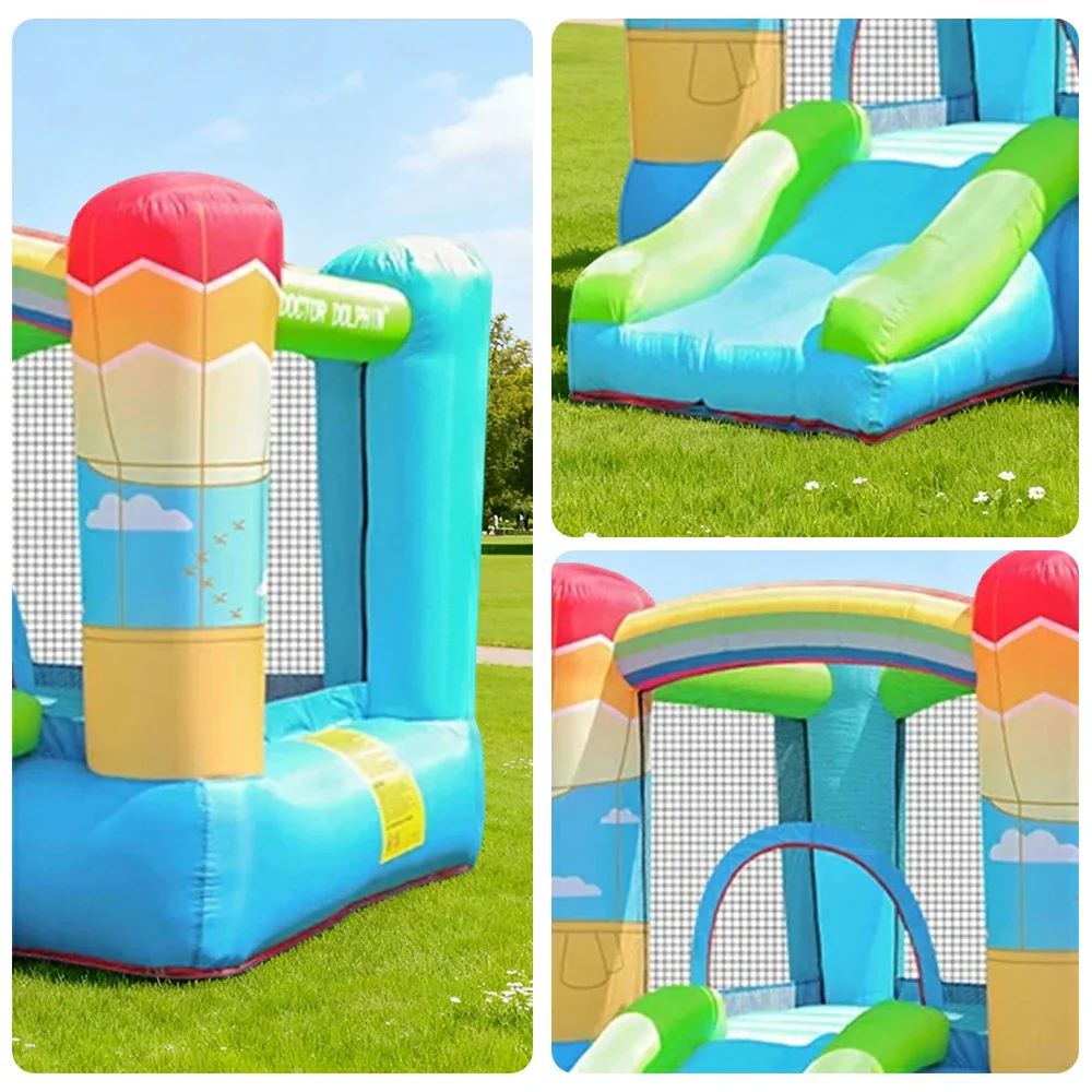 GAMEON Inflatable Bounce Castle - PVC Build with Blower, Rainbow Castle with Slide, Kid-Friendly Design - Image 4